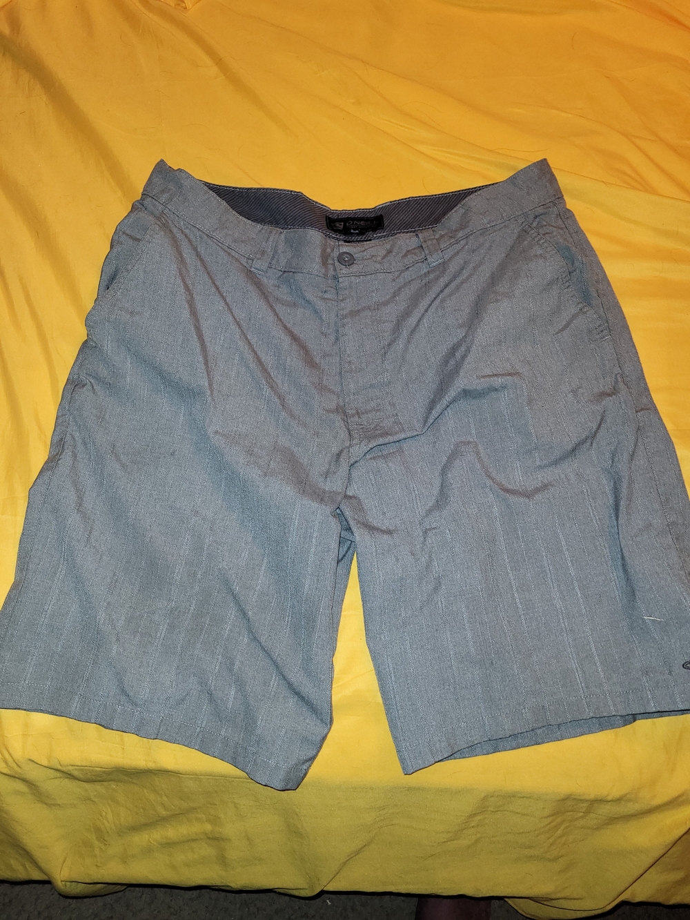 O'Neill Men's Light Gray Pinstripe Flat Front Shorts